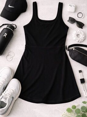 Nike Black Dri Fit Dress Built In Shorts Athletic Tennis Dress L